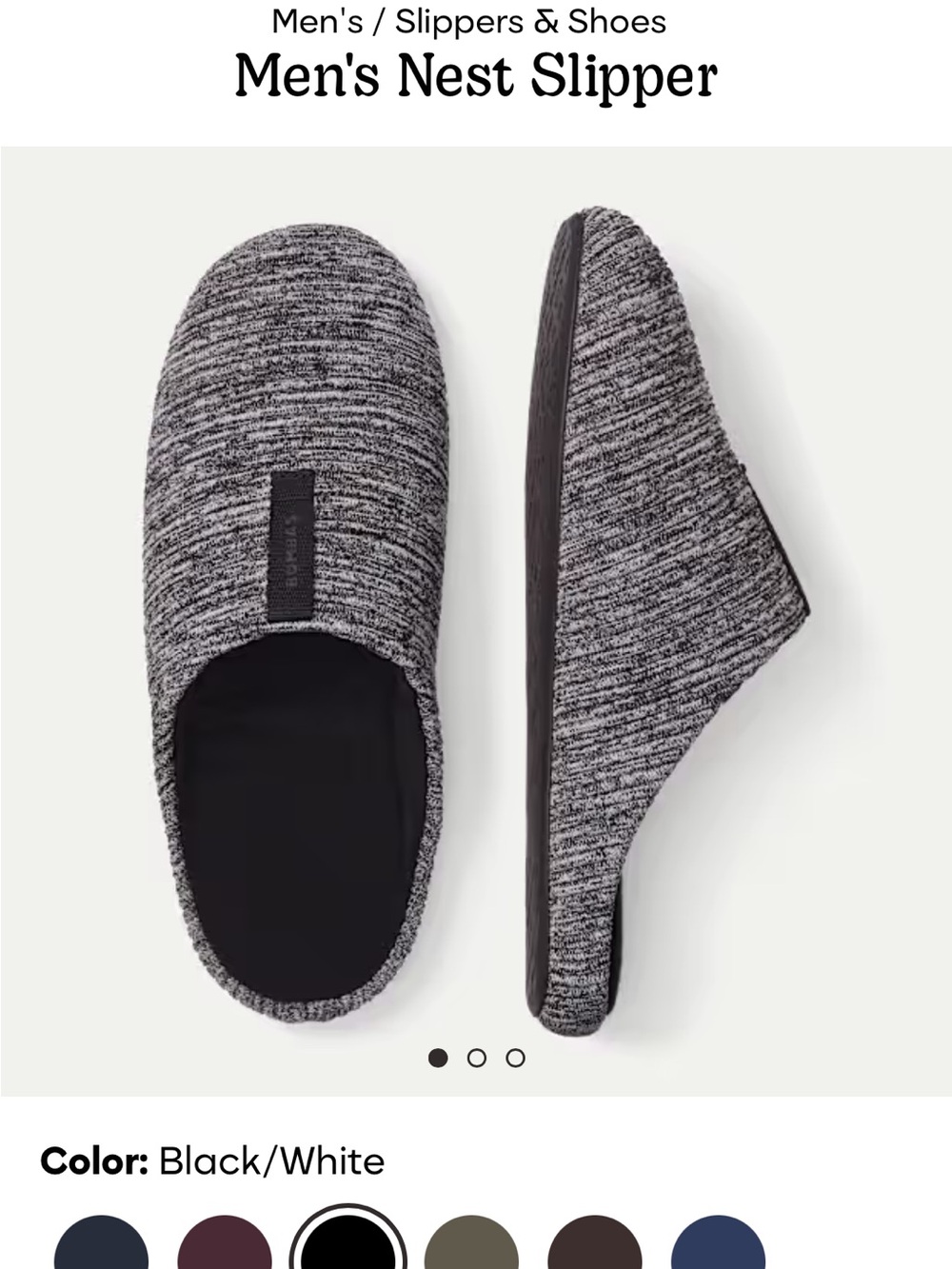 Bombas Men's Black and Gray Knit Slip-On Nest Slippers Sz 8 NWT New - Picture 6 of 6